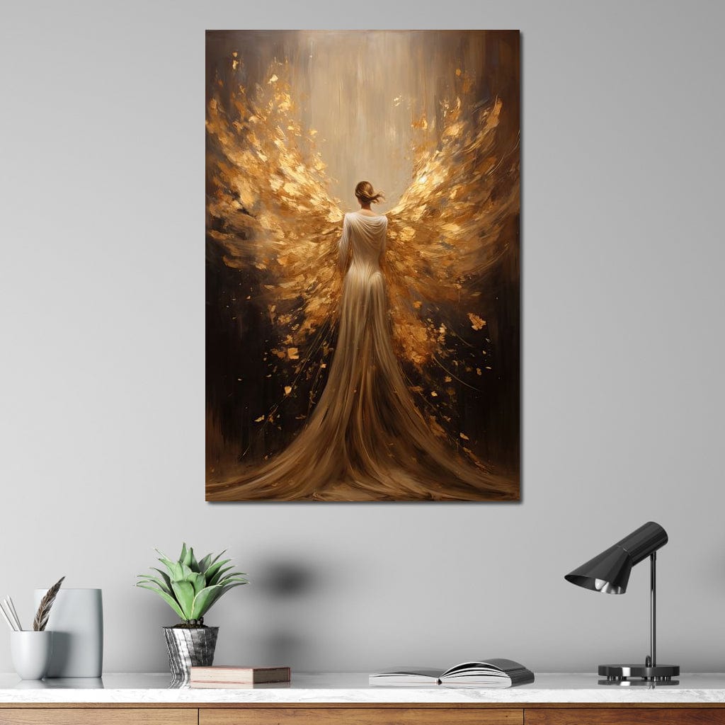 Tablou canvas decorativ cu tablou canvas cu inger auriu